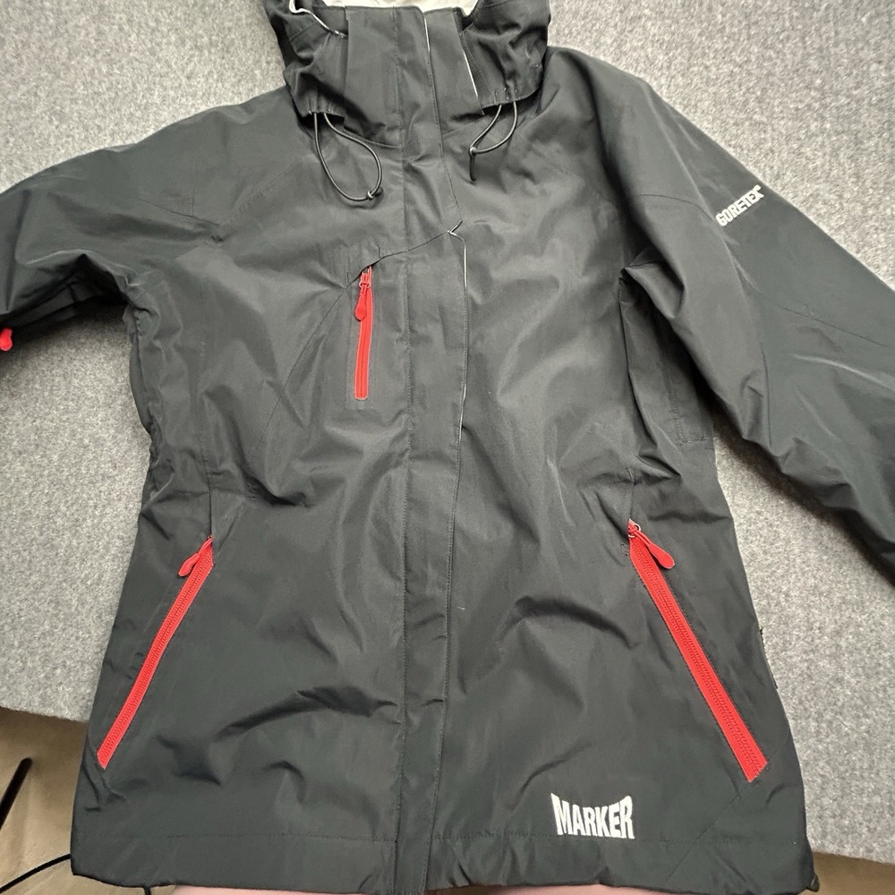 Marker Women's Size 6 GORE-TEX 2 Piece Ski Jacket Black Gray Removable Hood